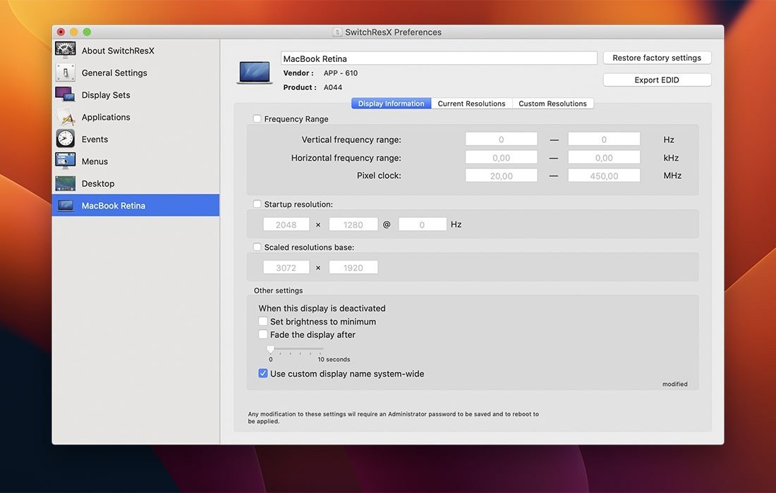 SwitchResX screenshot 2